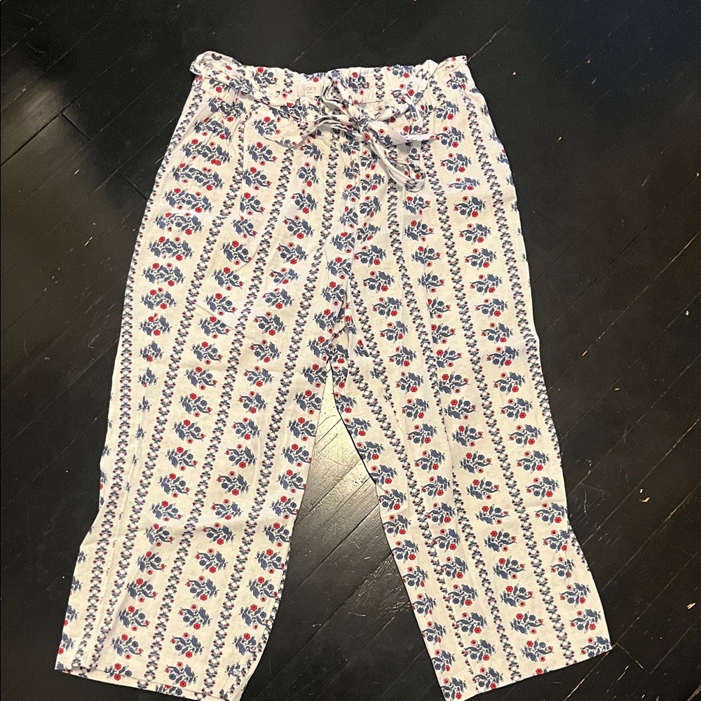 Floral Print Wide Leg Pants with Tie Waist